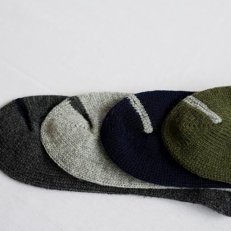 Praha Wool Ribbed Sock Khaki Medium | Nishiguchi Kutsushita | Miss Arthur | Home Goods | Tasmania
