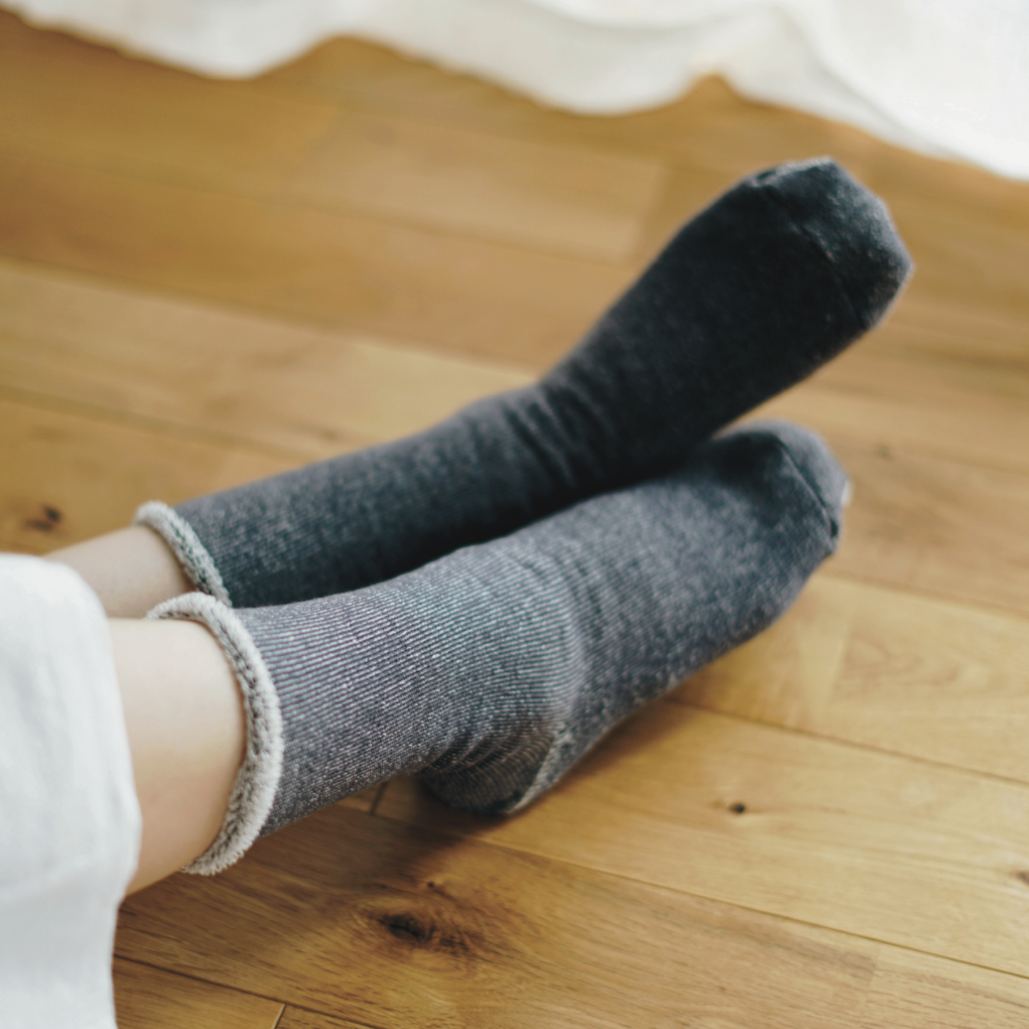 Praha Silk Cotton Socks Charcoal Large | Nishiguchi Kutsushita | Miss Arthur | Home Goods | Tasmania
