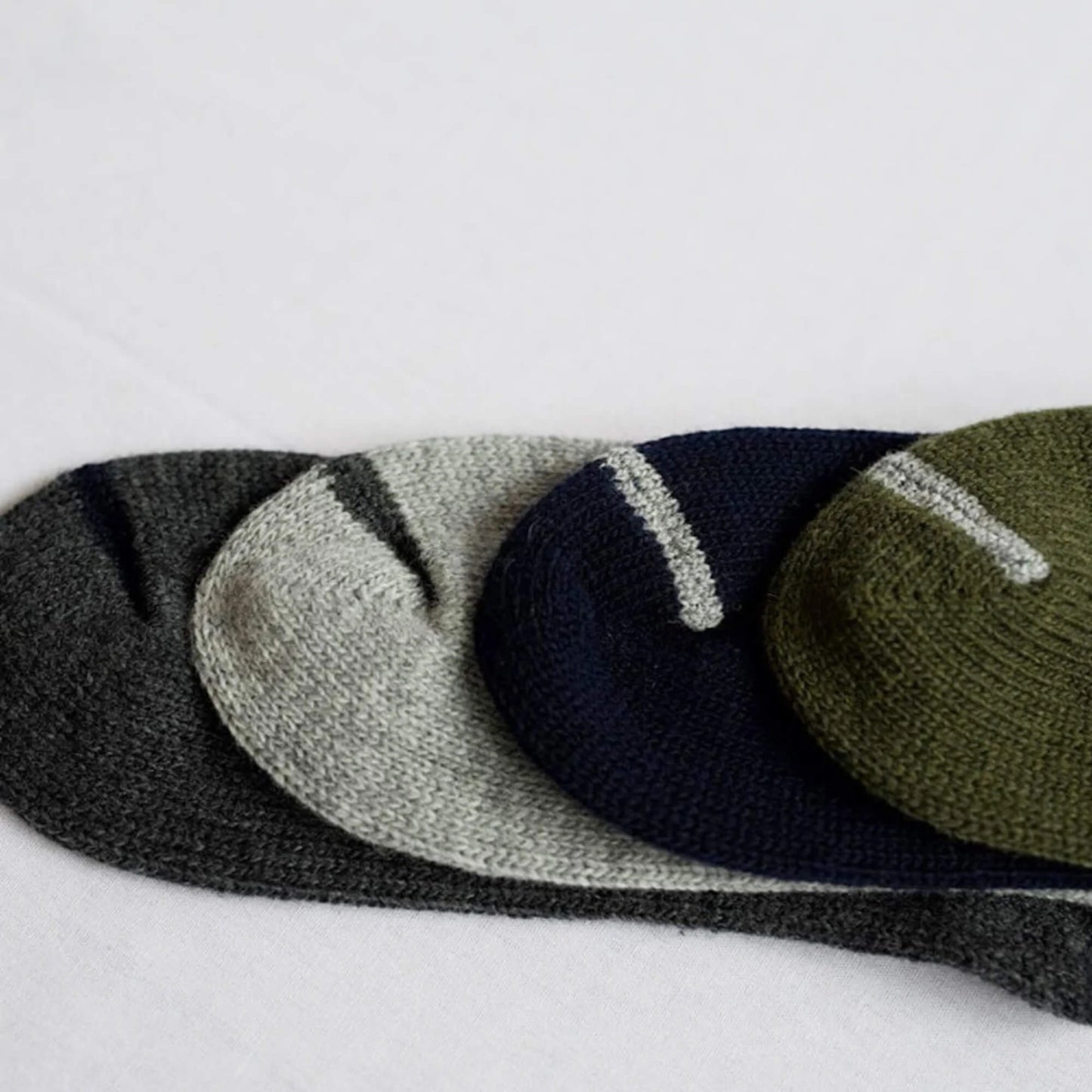 Nishiguchi Kutsushita Praha Wool Ribbed Sock Khaki Small | Nishiguchi Kutsushita | Miss Arthur | Home Goods | Tasmania