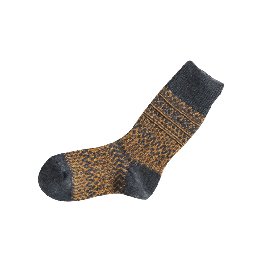 Oslo Wool Jacquard Sock Navy Amber Small | Nishiguchi Kutsushita | Miss Arthur | Home Goods | Tasmania