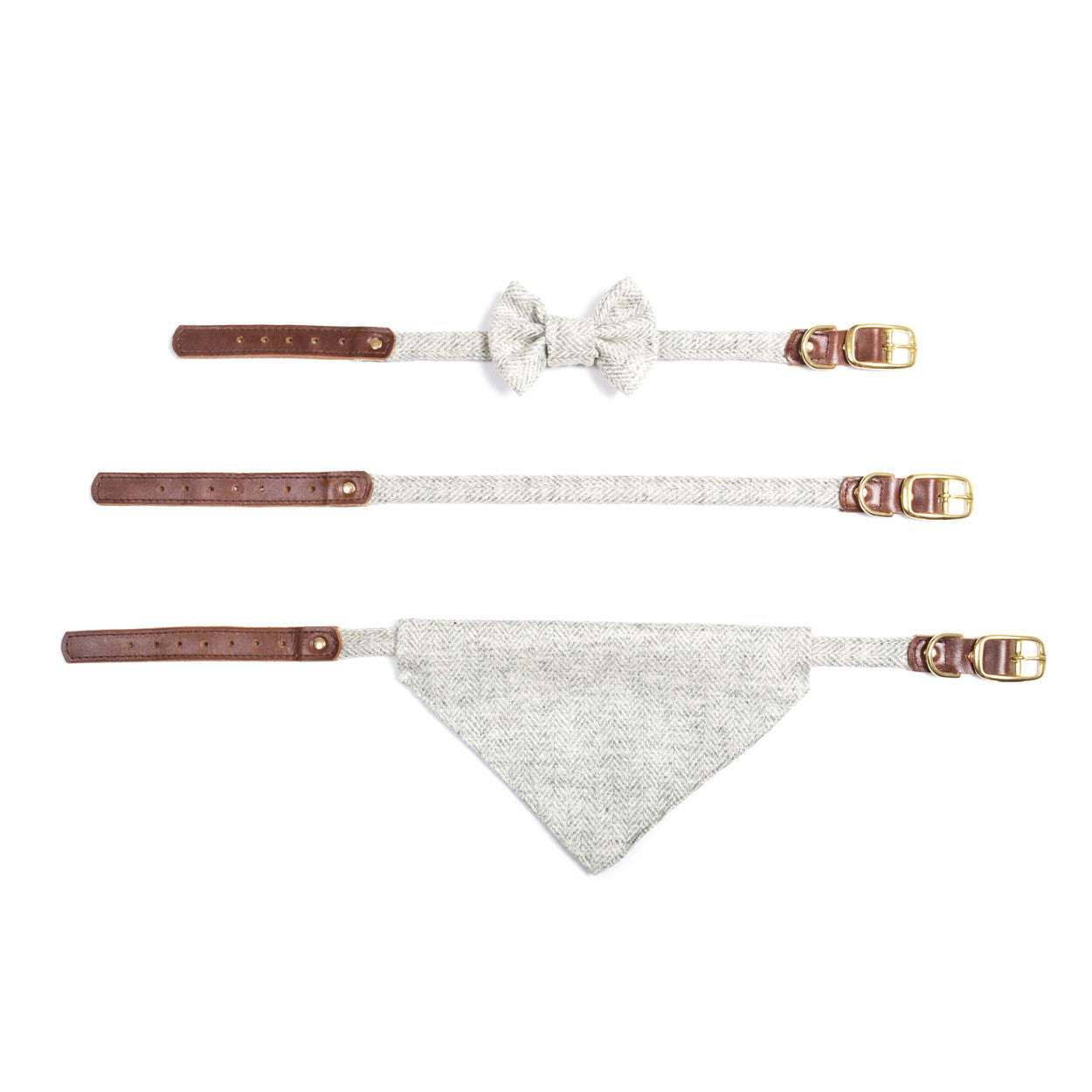 Tweedmill Textiles Rolled Tweed Dog Collar Small 46cm Herringbone Silver Grey | Tweedmill Textiles | Miss Arthur | Home Goods | Tasmania