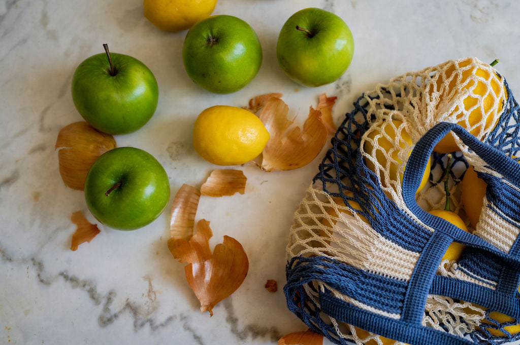 Filt French String Bag Short Handle Bleu Jean Ecru | Filt | Miss Arthur | Home Goods | Tasmania