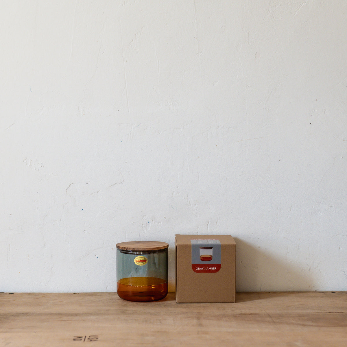 Amabro Two Tone Glass Canister Large Amber Grey