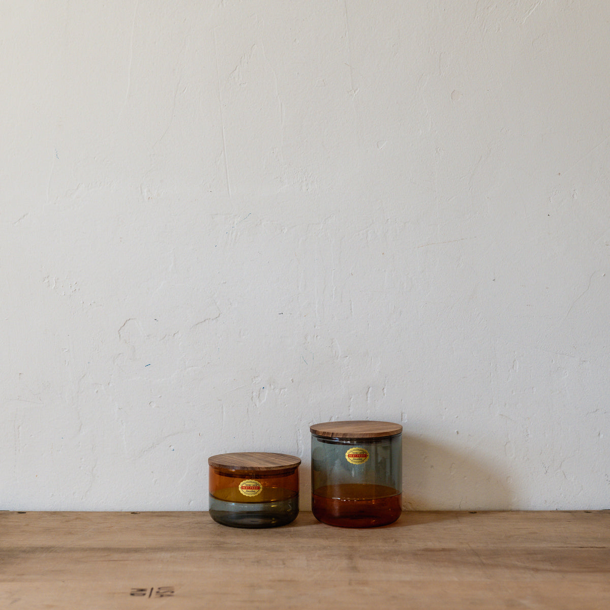 Amabro Two Tone Glass Canister Large Amber Grey