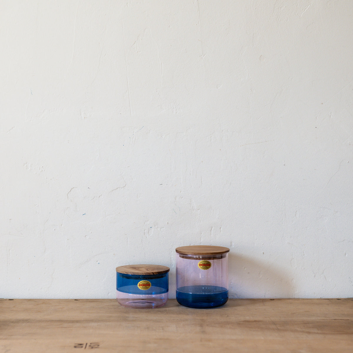 Amabro Two Tone Glass Canister Large Blue Pink