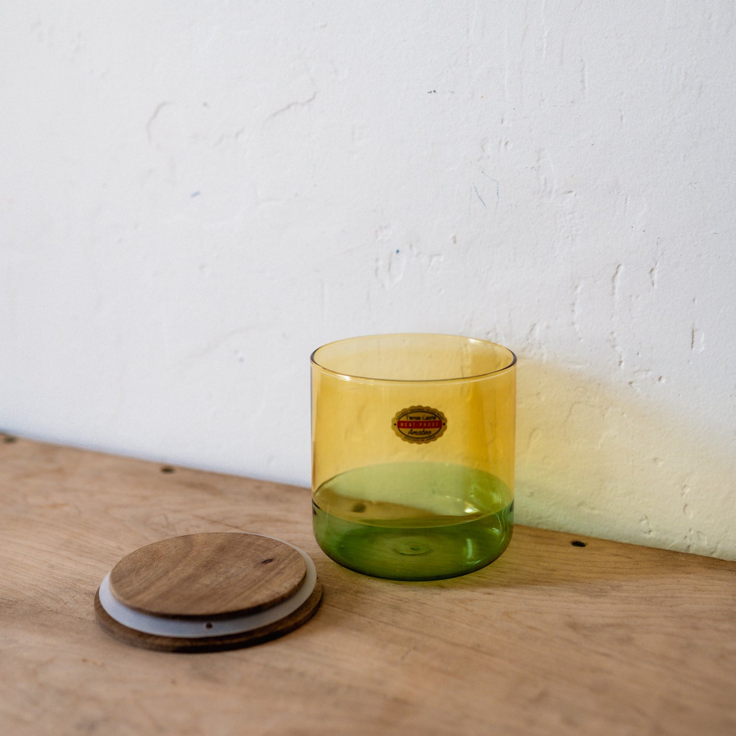 Amabro Two Tone Glass Canister Large Green Yellow
