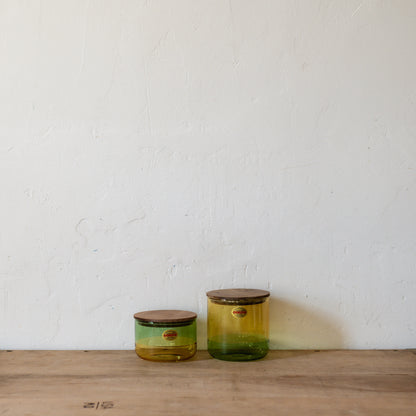 Amabro Two Tone Glass Canister Large Green Yellow