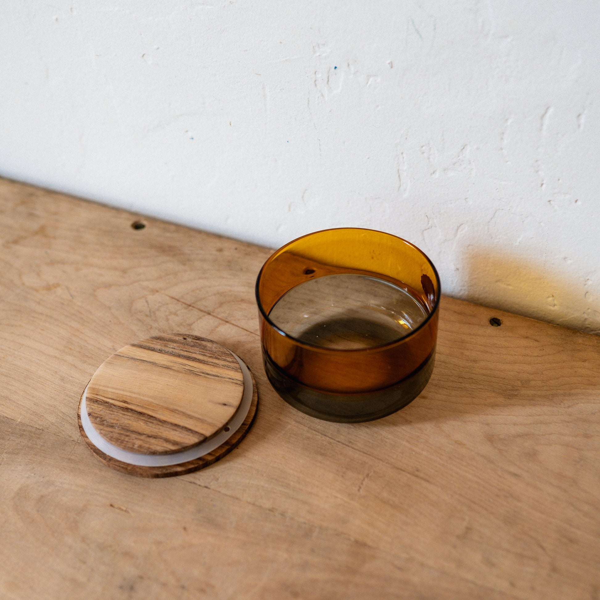 Amabro Two Tone Glass Canister Small Amber Grey | Amabro | Miss Arthur | Home Goods | Tasmania