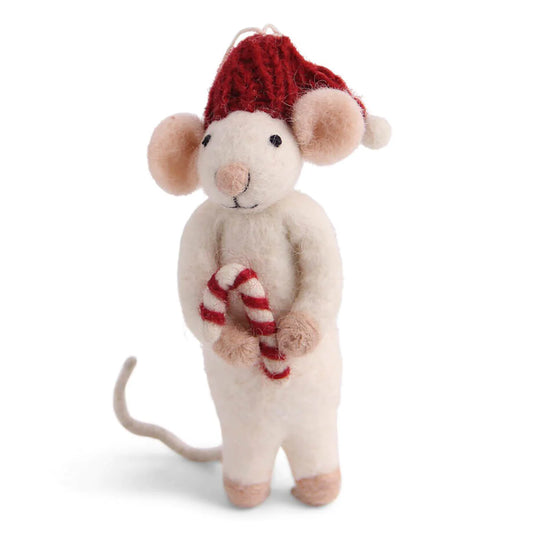 White Mouse with Candy Cane | Gry & Sif | Miss Arthur | Home Goods | Tasmania