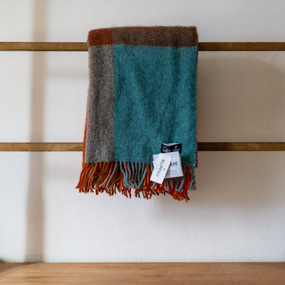 Klippan Gotland Wool Check Blanket Orange