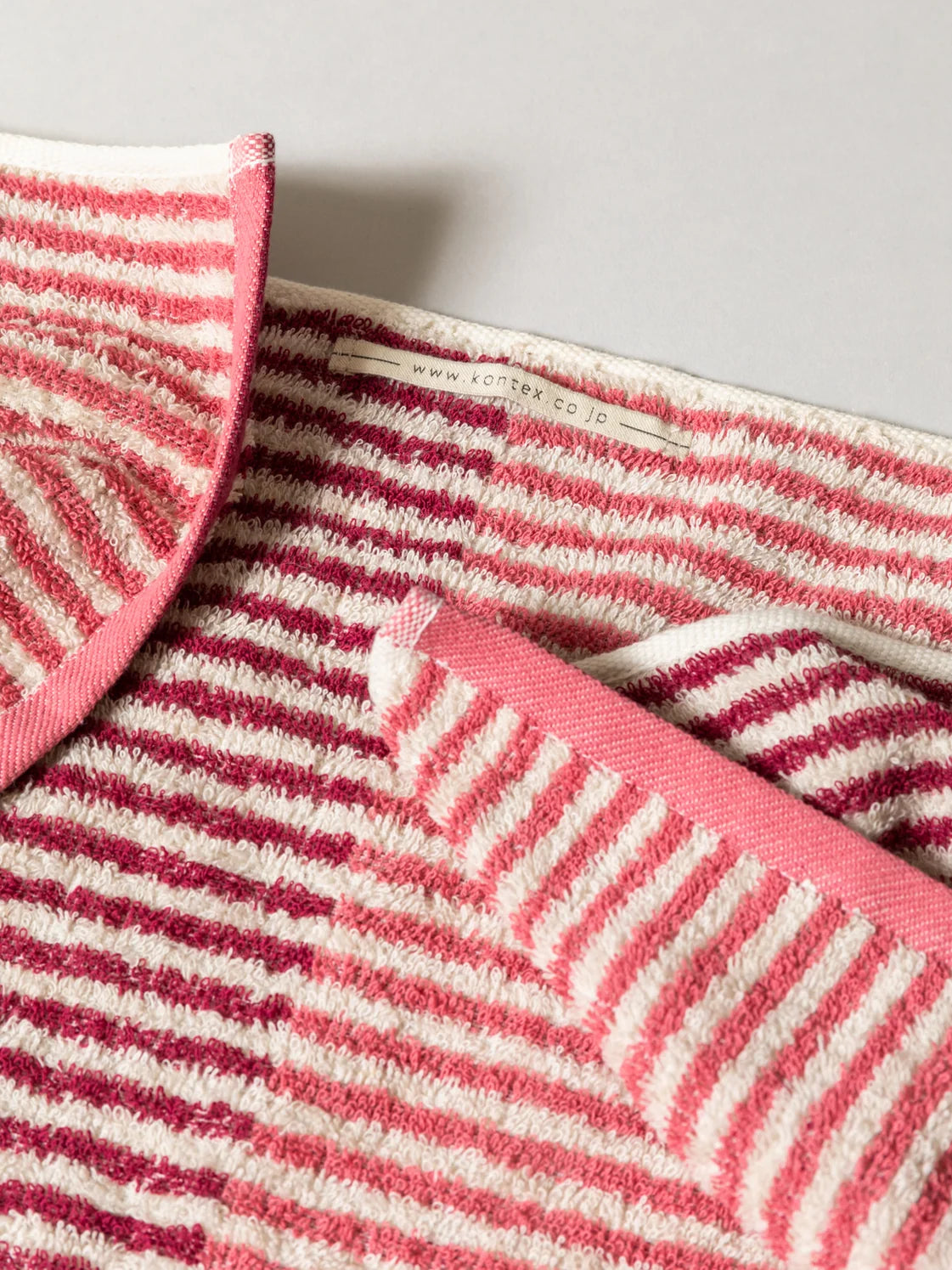 Kontex Hemp Stripe Bath Towel Pink