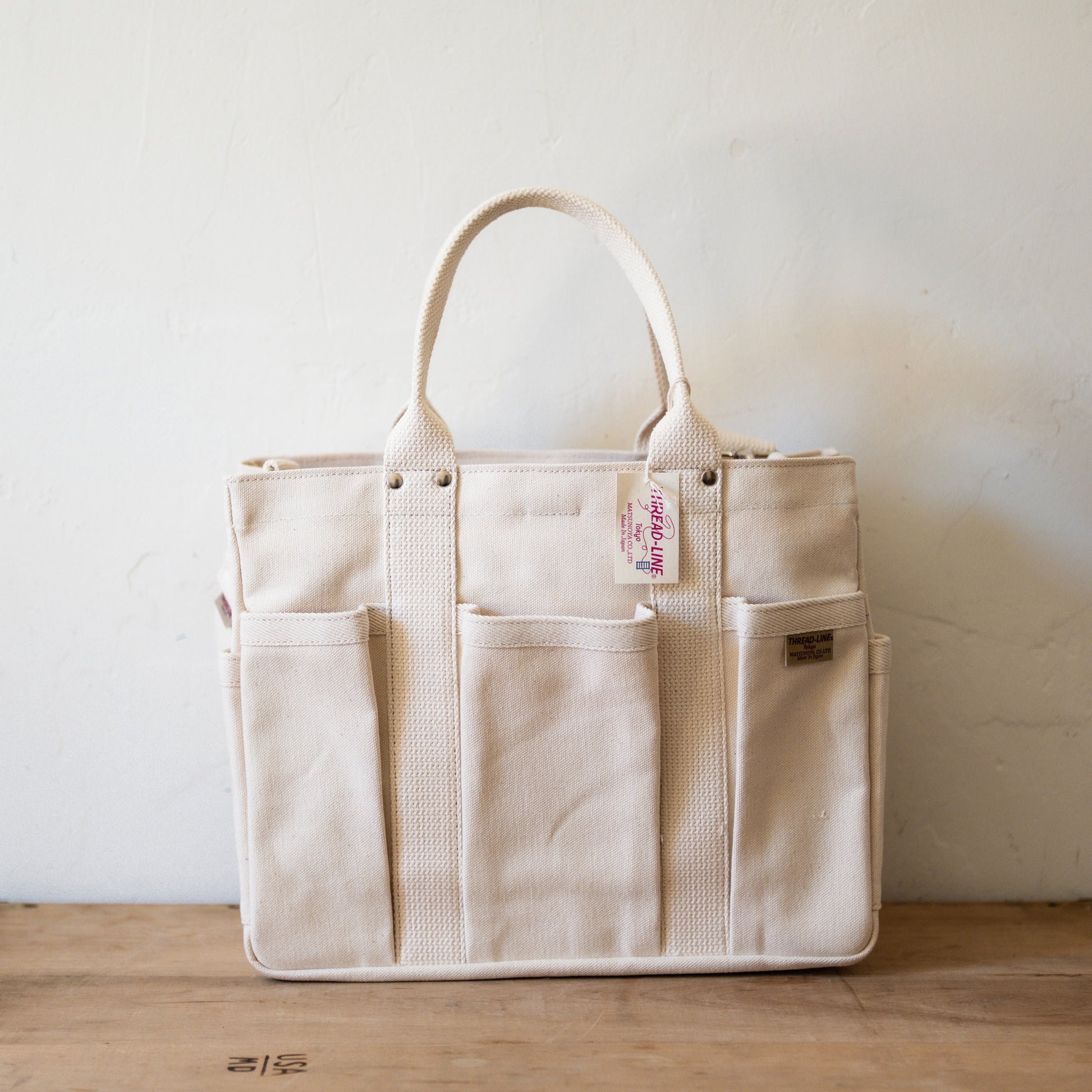 Threadline Heavy Canvas 7 Pocket Tool Tote Off-White | Threadline | Miss Arthur | Home Goods | Tasmania