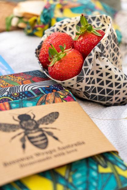 Beeswax Wraps Lunch and Snacks Pack | Beeswax Wraps Australia | Miss Arthur | Home Goods | Tasmania