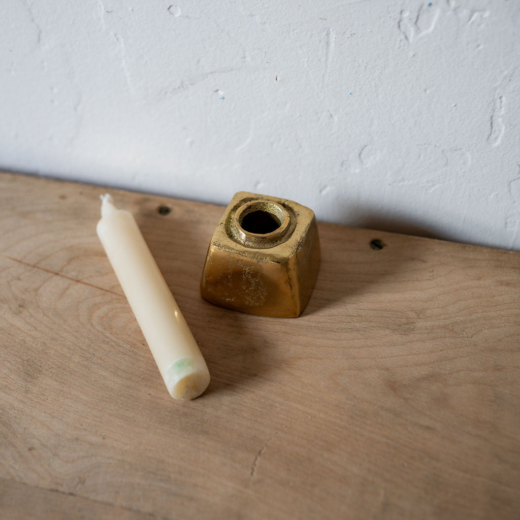 Rough Cast Solid Brass Taper Candle Block