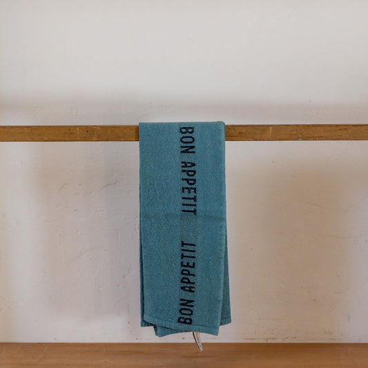 Charvet Éditions French Linen Tea Towel Bon Appetit Turquoise | Charvet Éditions | Miss Arthur | Home Goods | Tasmania