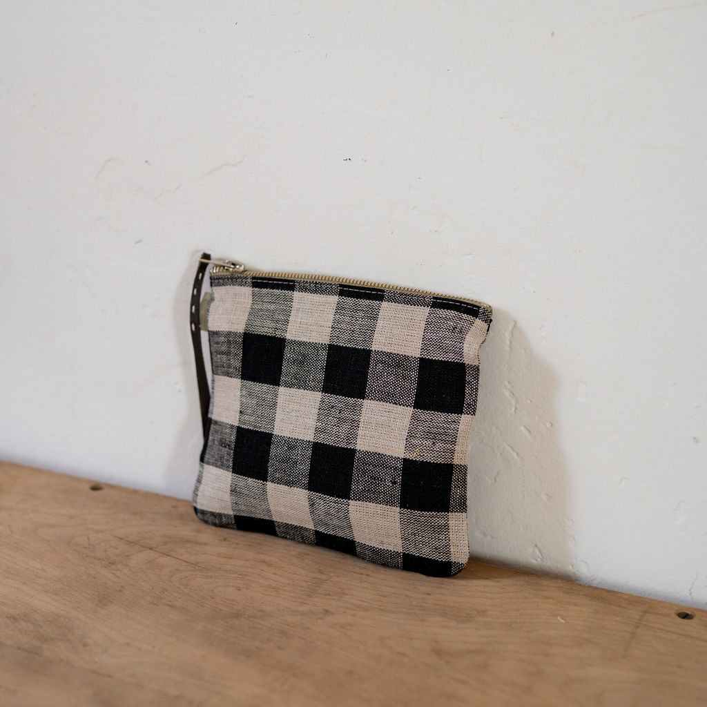 Fog Linen Work Canna Pouch Medium Black Natural Check | Fog Linen Work | Miss Arthur | Home Goods | Tasmania