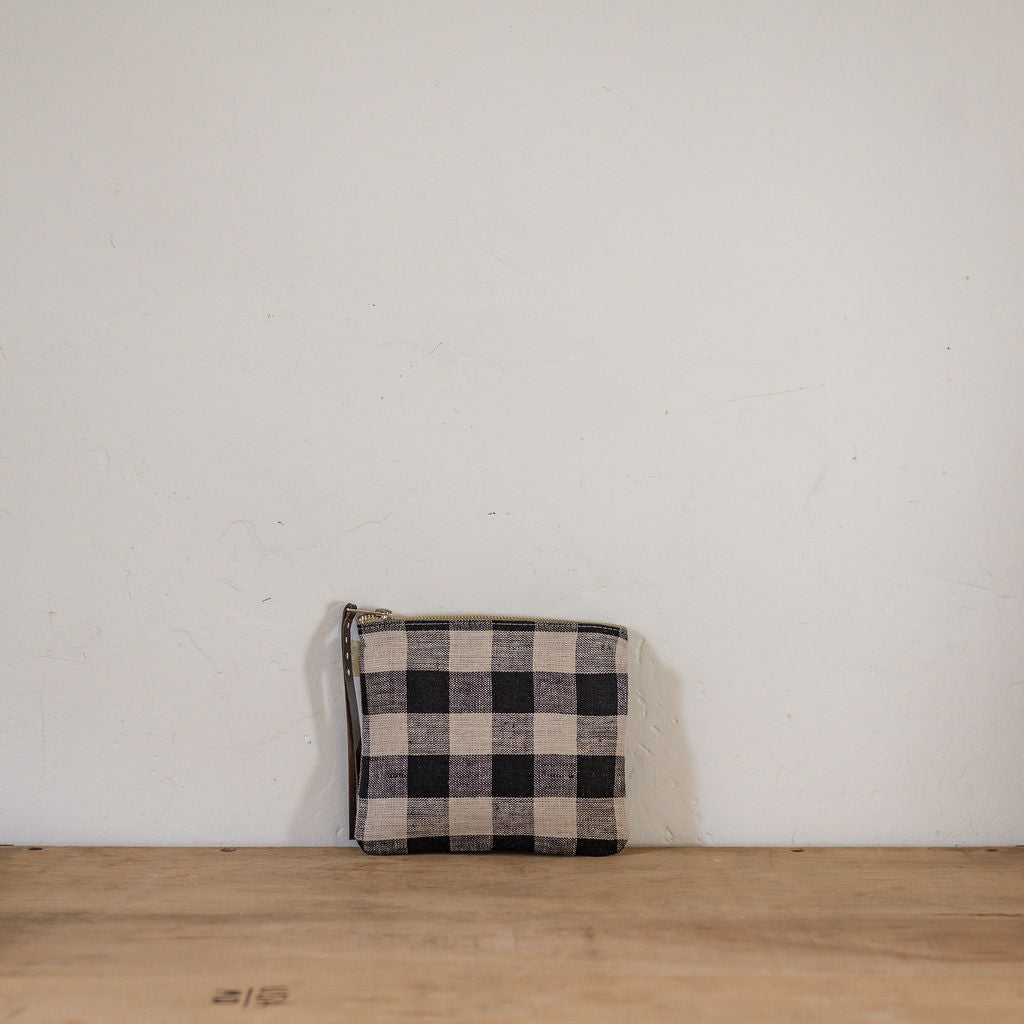Fog Linen Work Canna Pouch Medium Black Natural Check | Fog Linen Work | Miss Arthur | Home Goods | Tasmania