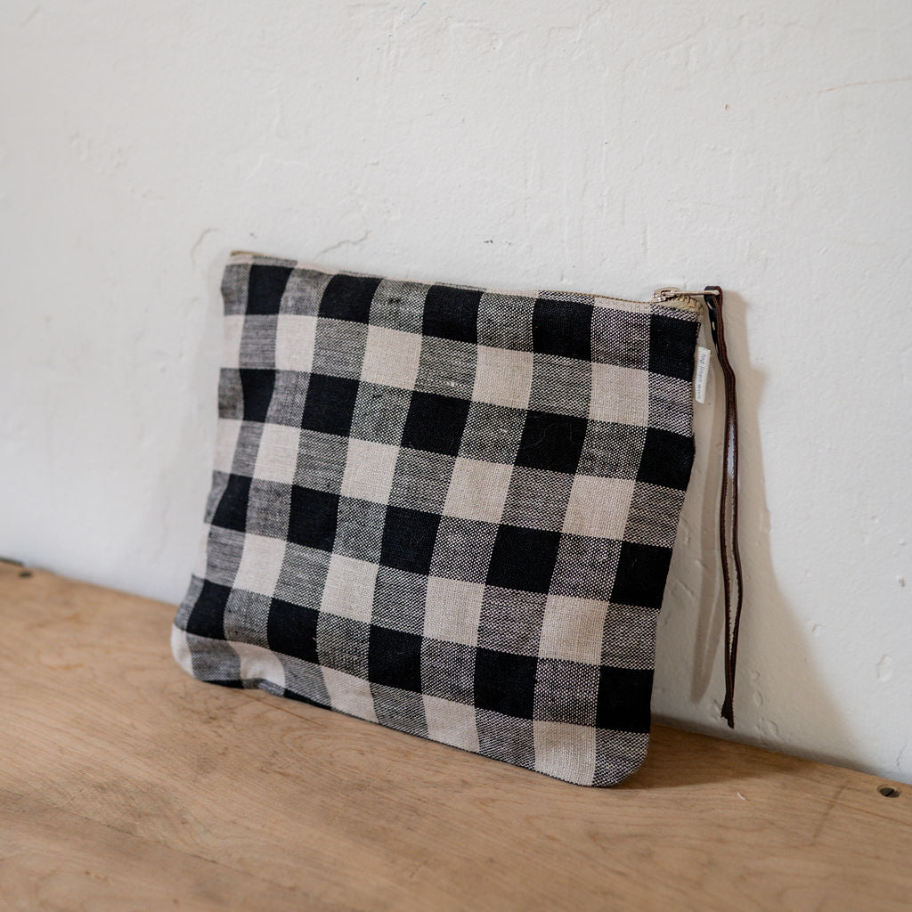 Fog Linen Work Canna Pouch Large Black Natural Check | Fog Linen Work | Miss Arthur | Home Goods | Tasmania