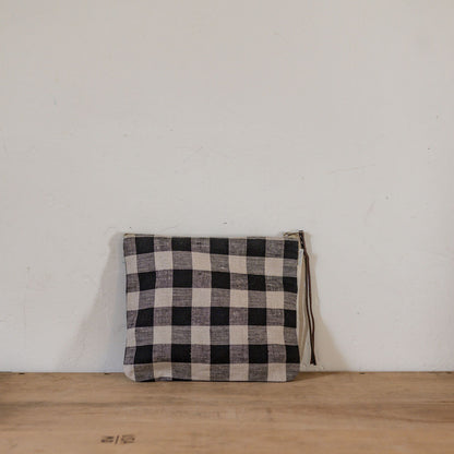 Fog Linen Work Canna Pouch Large Black Natural Check | Fog Linen Work | Miss Arthur | Home Goods | Tasmania