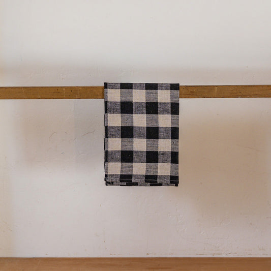 Fog Linen Work Thick Linen Cloth Black Natural Check | Fog Linen Work | Miss Arthur | Home Goods | Tasmania
