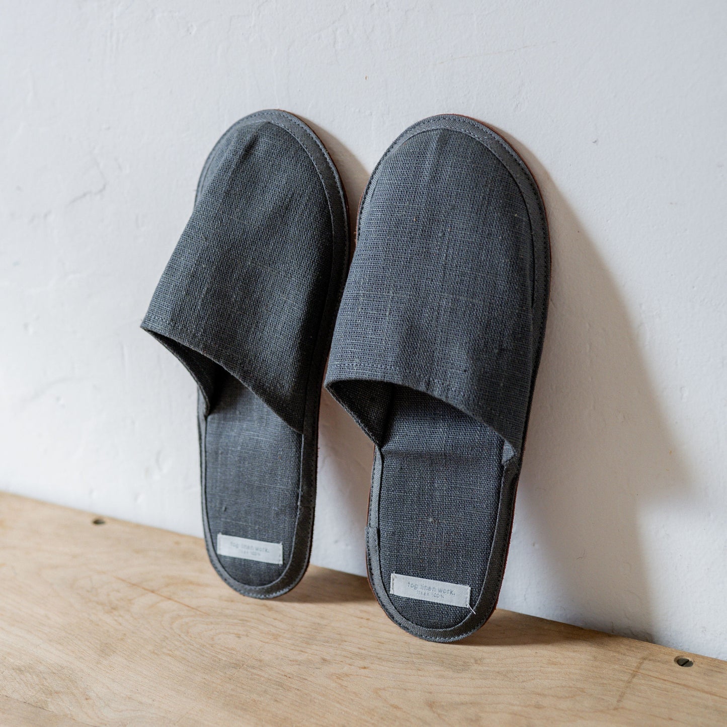 Fog Linen Work Linen Slippers Gris Blue Large | Fog Linen Work | Miss Arthur | Home Goods | Tasmania