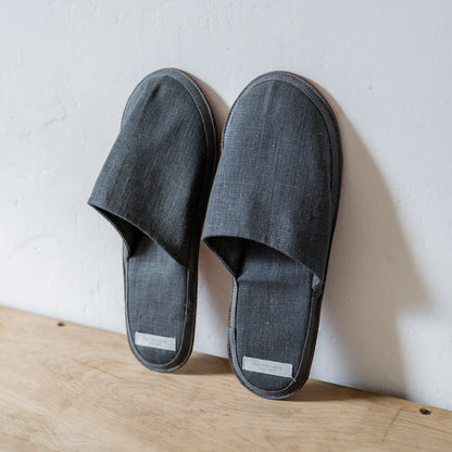 Fog Linen Work Linen Slippers Gris Blue Large | Fog Linen Work | Miss Arthur | Home Goods | Tasmania