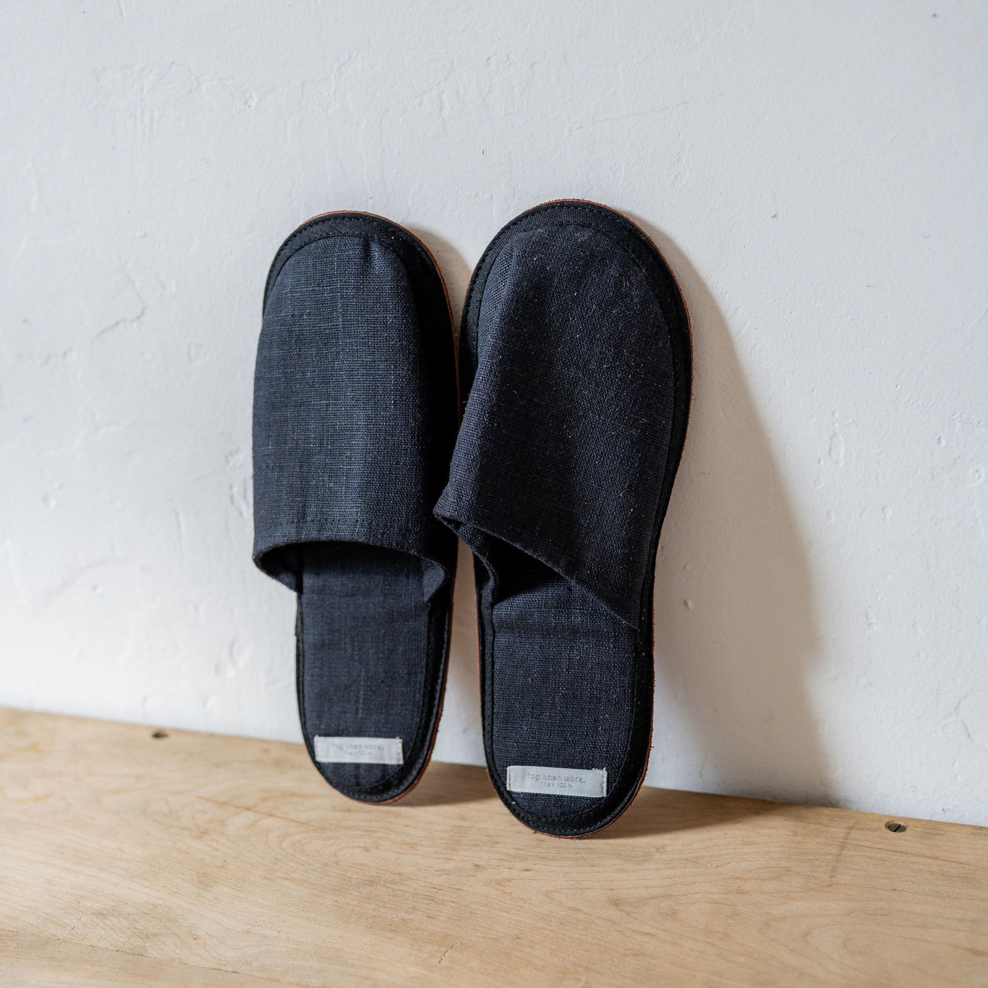 Fog Linen Work Linen Slippers Nuit Medium | Fog Linen Work | Miss Arthur | Home Goods | Tasmania