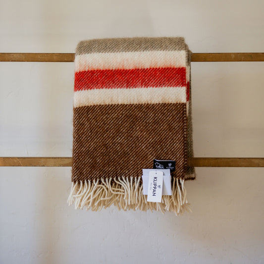 Klippan Gotland Wool Stripe Blanket Brown | Klippan | Miss Arthur | Home Goods | Tasmania