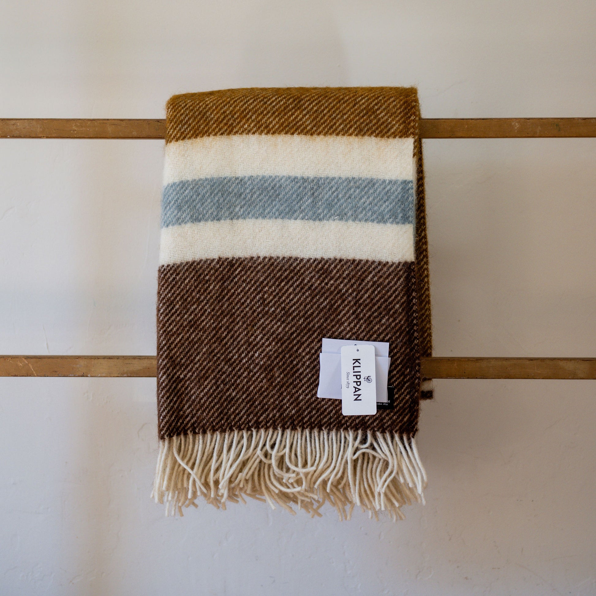 Klippan Gotland Wool Stripe Blanket Walnut | Klippan | Miss Arthur | Home Goods | Tasmania