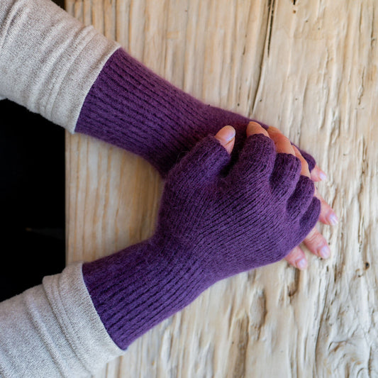 Penelope Durston Angora and Lambswool Fingerless Gloves Grape | Penelope Durston | Miss Arthur | Home Goods | Tasmania