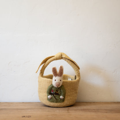 Gry & Sif Felt Big Basket with Bunny Light Yellow | Gry & Sif | Miss Arthur | Home Goods | Tasmania