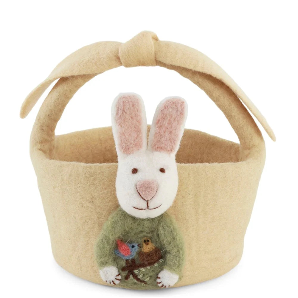 Gry & Sif Felt Big Basket with Bunny Light Yellow | Gry & Sif | Miss Arthur | Home Goods | Tasmania