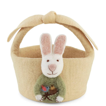 Gry & Sif Felt Big Basket with Bunny Light Yellow | Gry & Sif | Miss Arthur | Home Goods | Tasmania