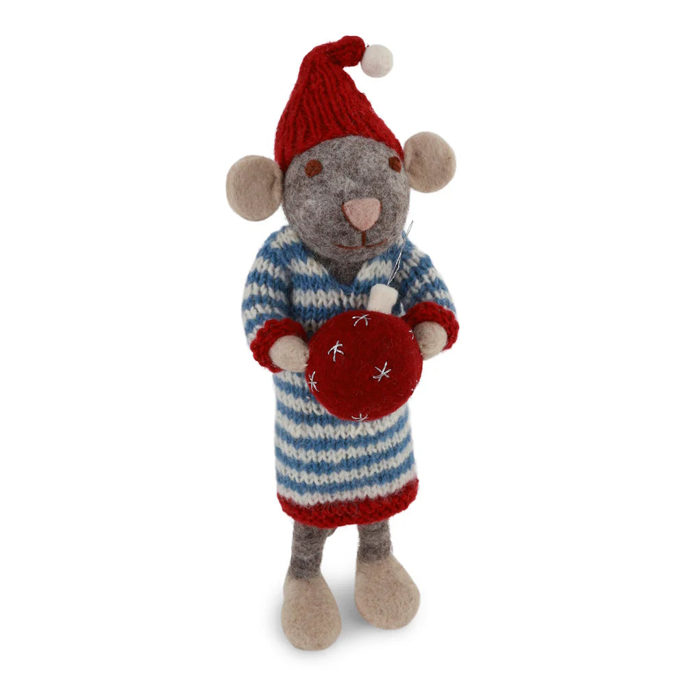 Gry & Sif Big Mouse Girl Grey with Bauble