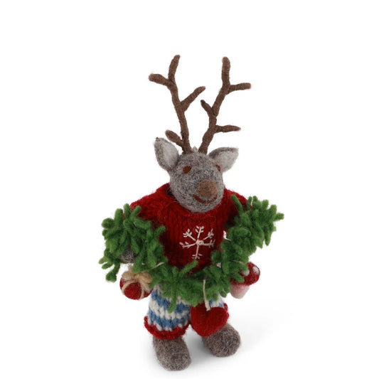 Gry & Sif Small Deer Boy Grey with Garland | Gry & Sif | Miss Arthur | Home Goods | Tasmania
