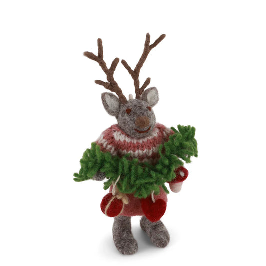 Gry & Sif Small Deer Girl Grey with Garland | Gry & Sif | Miss Arthur | Home Goods | Tasmania