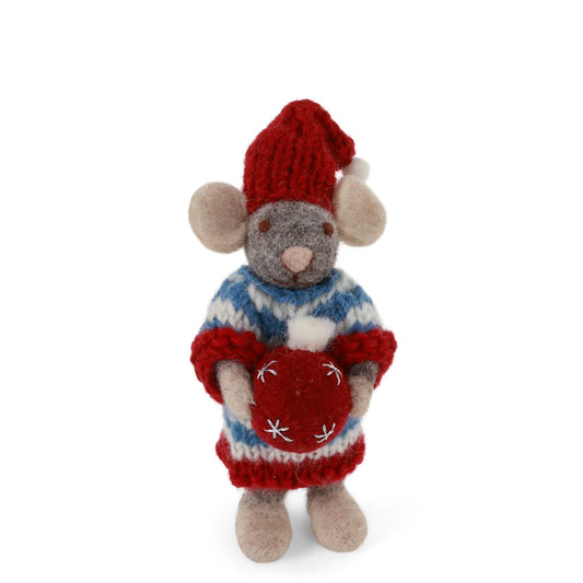 Gry & Sif Small Mouse Girl Grey with Bauble | Gry & Sif | Miss Arthur | Home Goods | Tasmania