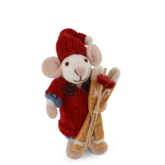 Gry & Sif Small Mouse Girl White with Skis | Gry & Sif | Miss Arthur | Home Goods | Tasmania