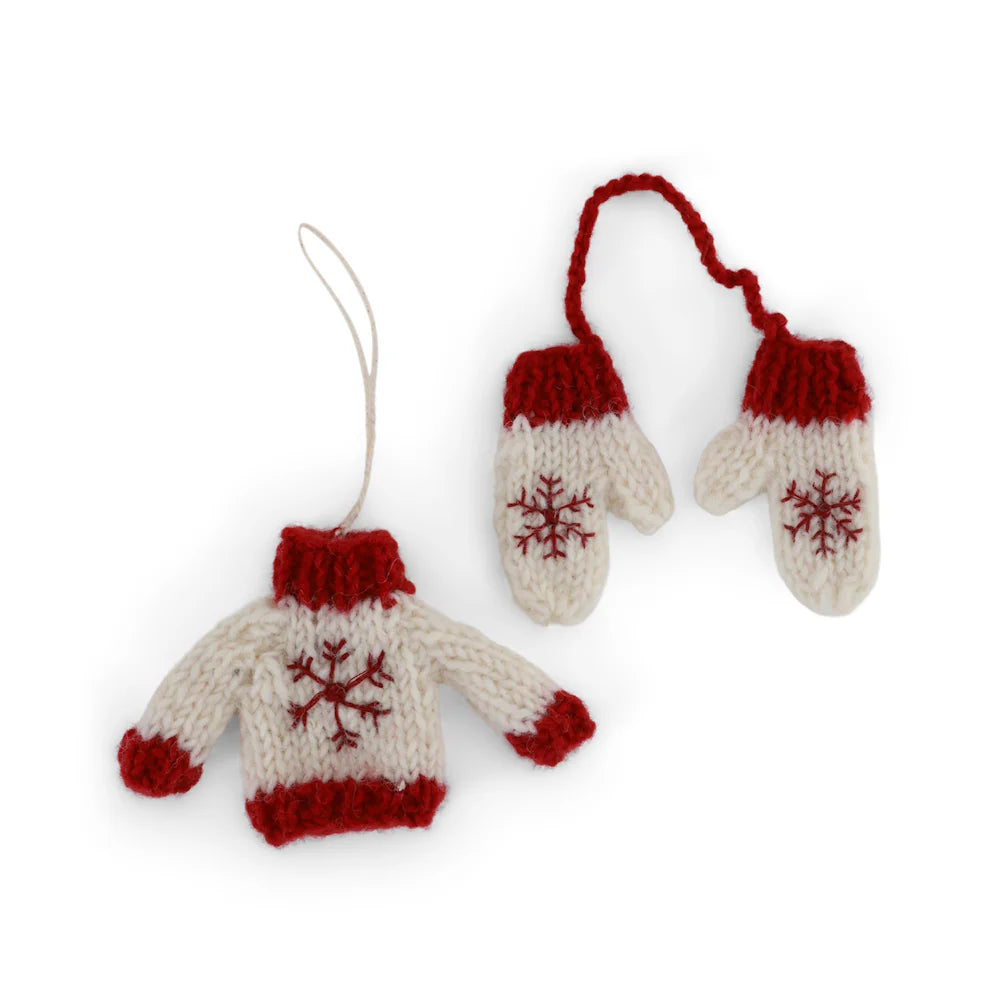Gry & Sif Knitted Sweater and Gloves Decoration White | Gry & Sif | Miss Arthur | Home Goods | Tasmania