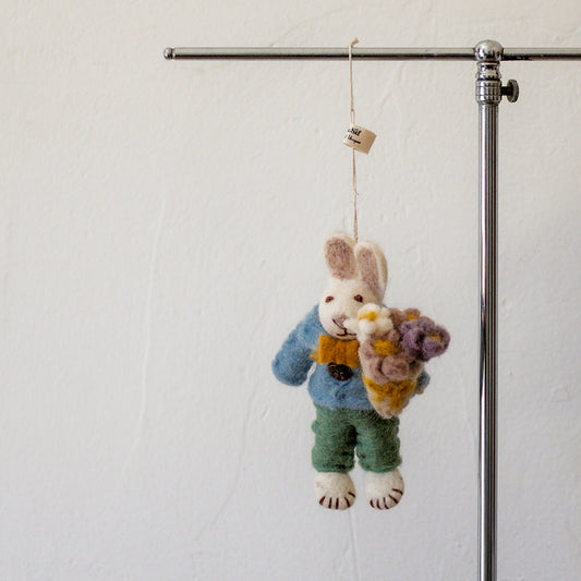 Gry & Sif Felt Small Bunny White Boy Bouquet | Gry & Sif | Miss Arthur | Home Goods | Tasmania