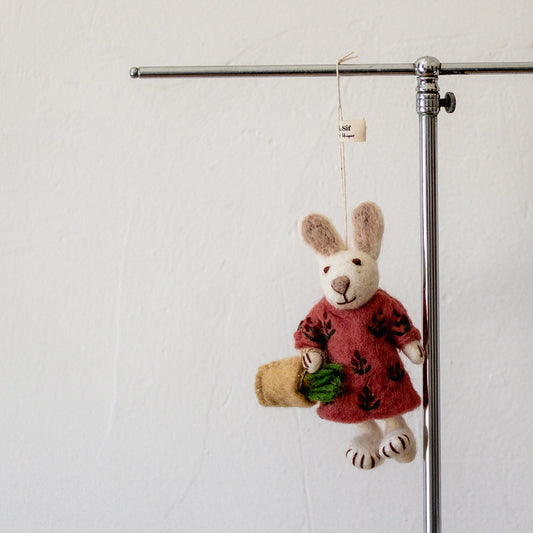 Gry & Sif Felt Small Bunny White Girl Carrot Basket | Gry & Sif | Miss Arthur | Home Goods | Tasmania
