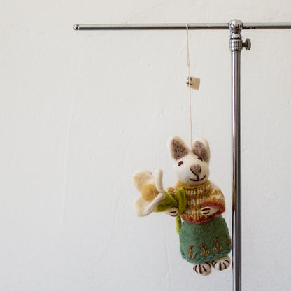 Gry & Sif Felt Small Bunny White Girl Skirt and Snowdrop | Gry & Sif | Miss Arthur | Home Goods | Tasmania