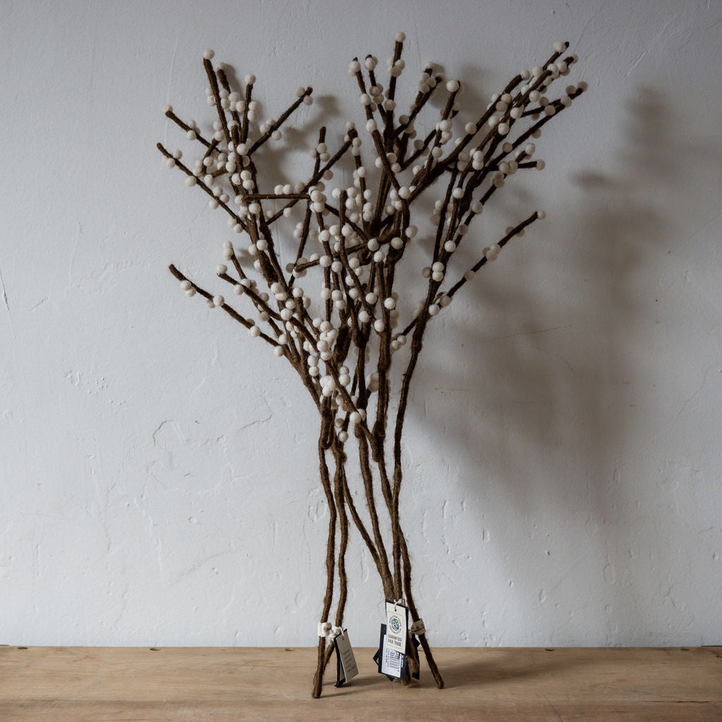 Gry & Sif Felt Branch White Berries | Gry & Sif | Miss Arthur | Home Goods | Tasmania