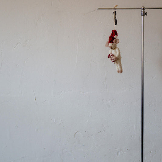 Gry & Sif White Mouse with Candy Cane | Gry & Sif | Miss Arthur | Home Goods | Tasmania