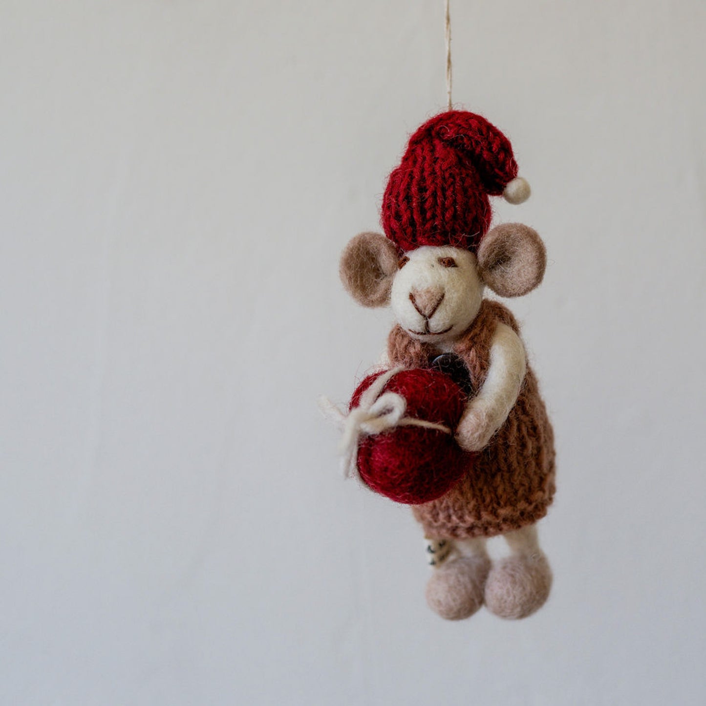Gry & Sif Small White Mouse Red Dress and Present | Gry & Sif | Miss Arthur | Home Goods | Tasmania