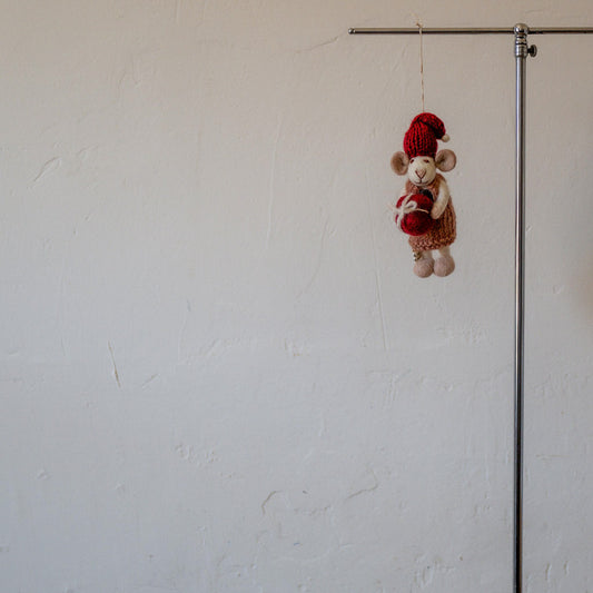 Gry & Sif Small White Mouse Red Dress and Present | Gry & Sif | Miss Arthur | Home Goods | Tasmania