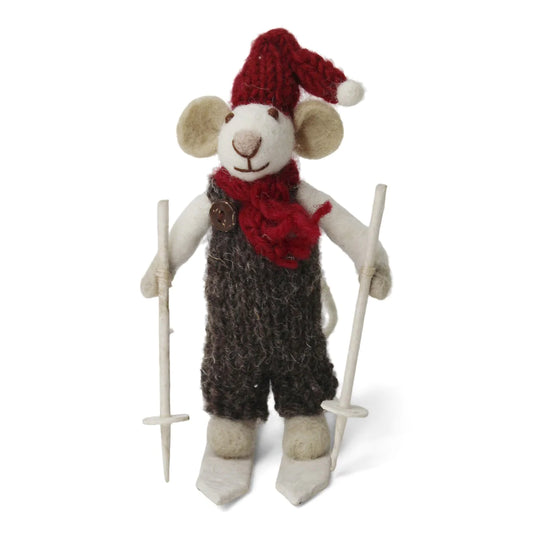 Small Mouse Boy White on Skis | Gry & Sif | Miss Arthur | Home Goods | Tasmania