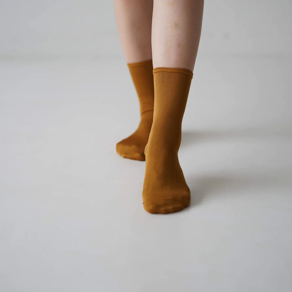 Hakne Smooth Silk Socks Amber Medium | Hakne | Miss Arthur | Home Goods | Tasmania