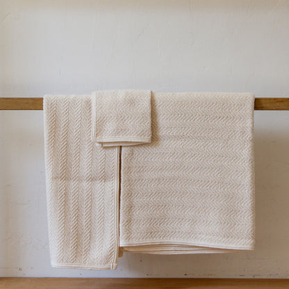 Fog Linen Work Herringbone Cotton Wash Cloth | Fog Linen Work | Miss Arthur | Home Goods | Tasmania