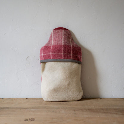 Vintage Wool Blanket Hot Water Bottle Cover Mulberry Check | Miss Arthur | Miss Arthur | Home Goods | Tasmania